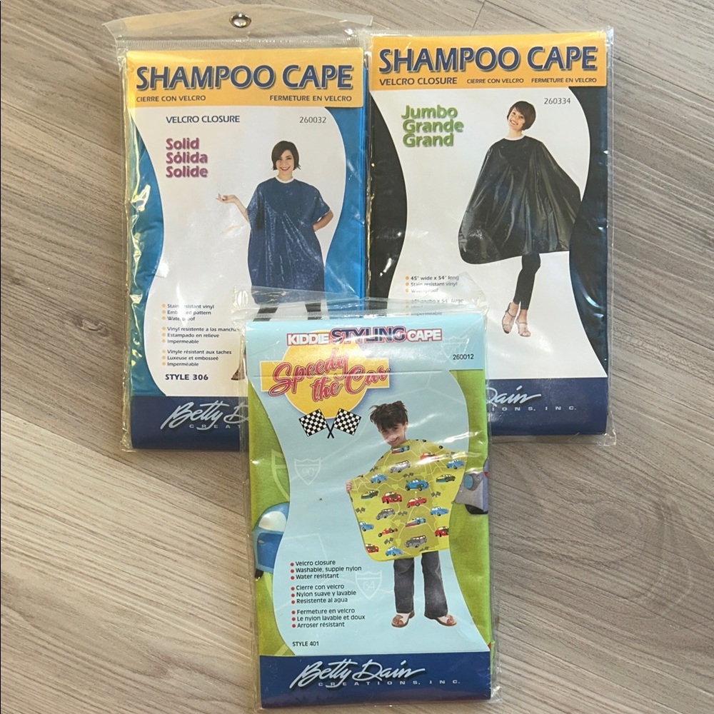 Betty Dain Shampoo Capes Set 2-Adult & 1 Kids NEW Styling Haircut Hairstyling